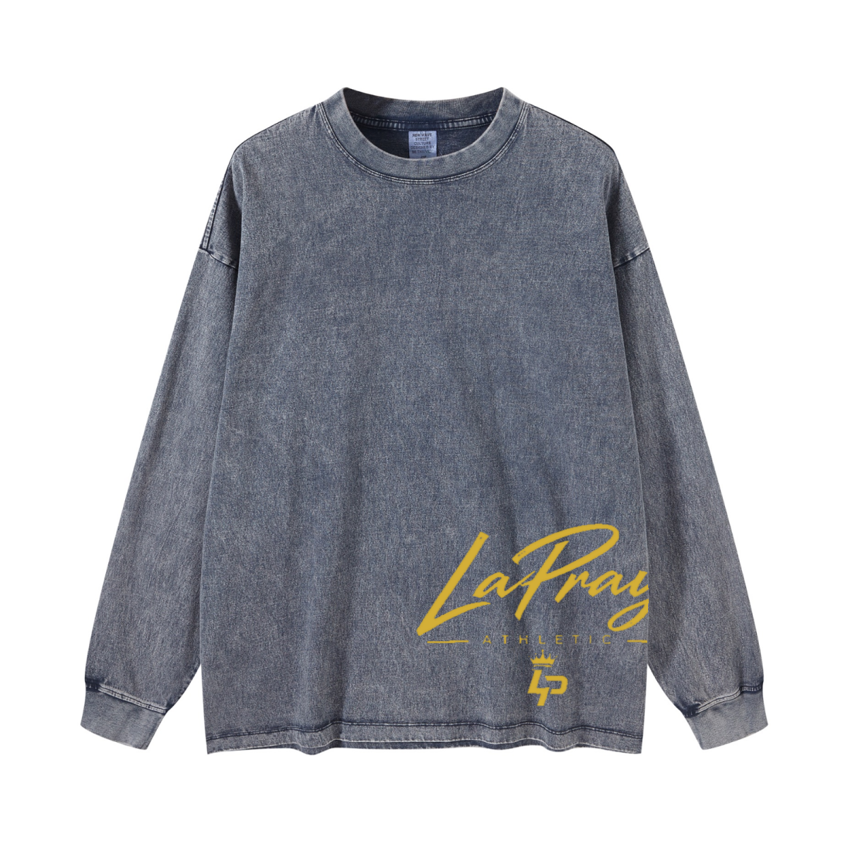 260GSM Men's Heavyweight Vintage-Wash Loose-Fit Long-Sleeve T-Shirt  light blue