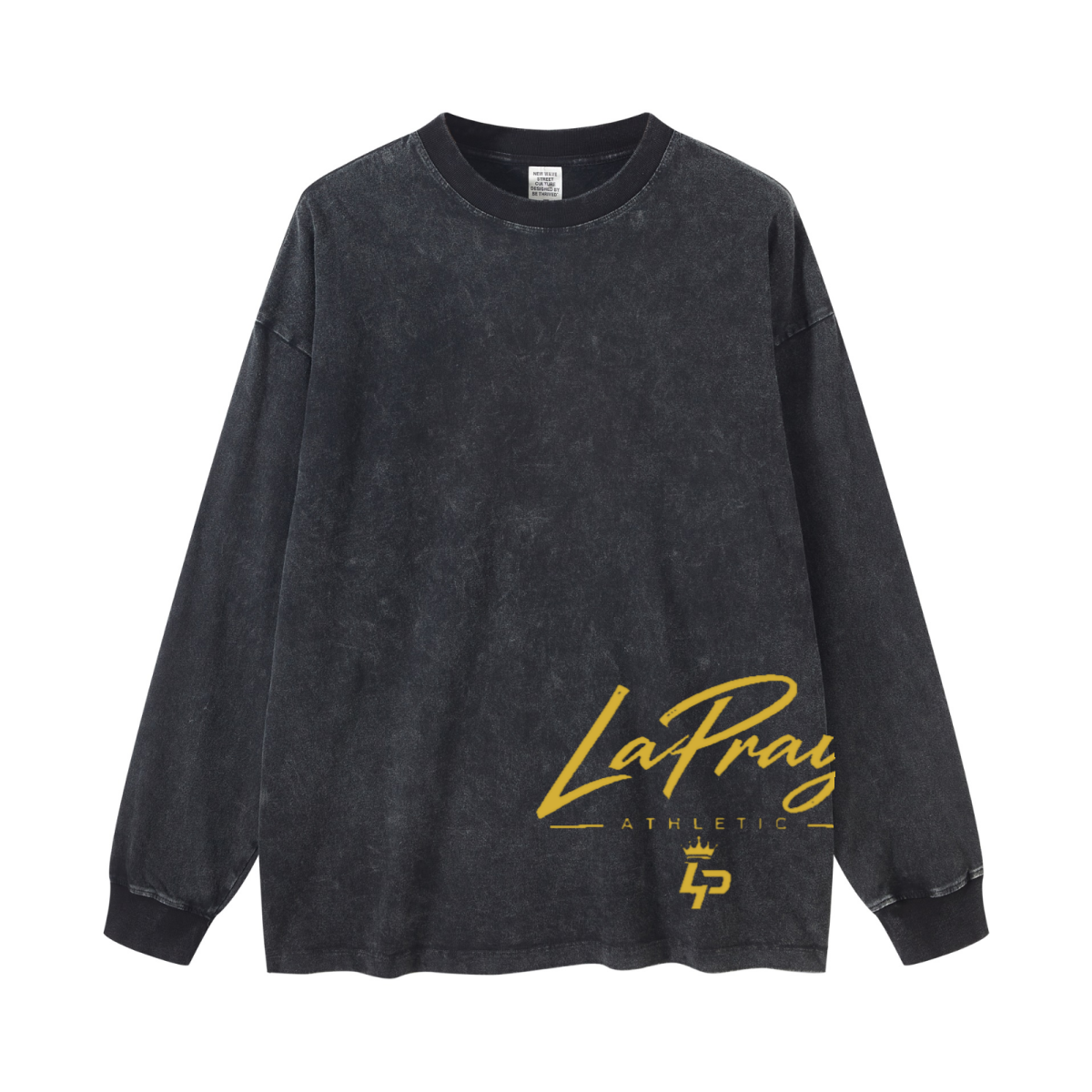 260GSM Men's Heavyweight Vintage-Wash Loose-Fit Long-Sleeve T-Shirt Snow Wash