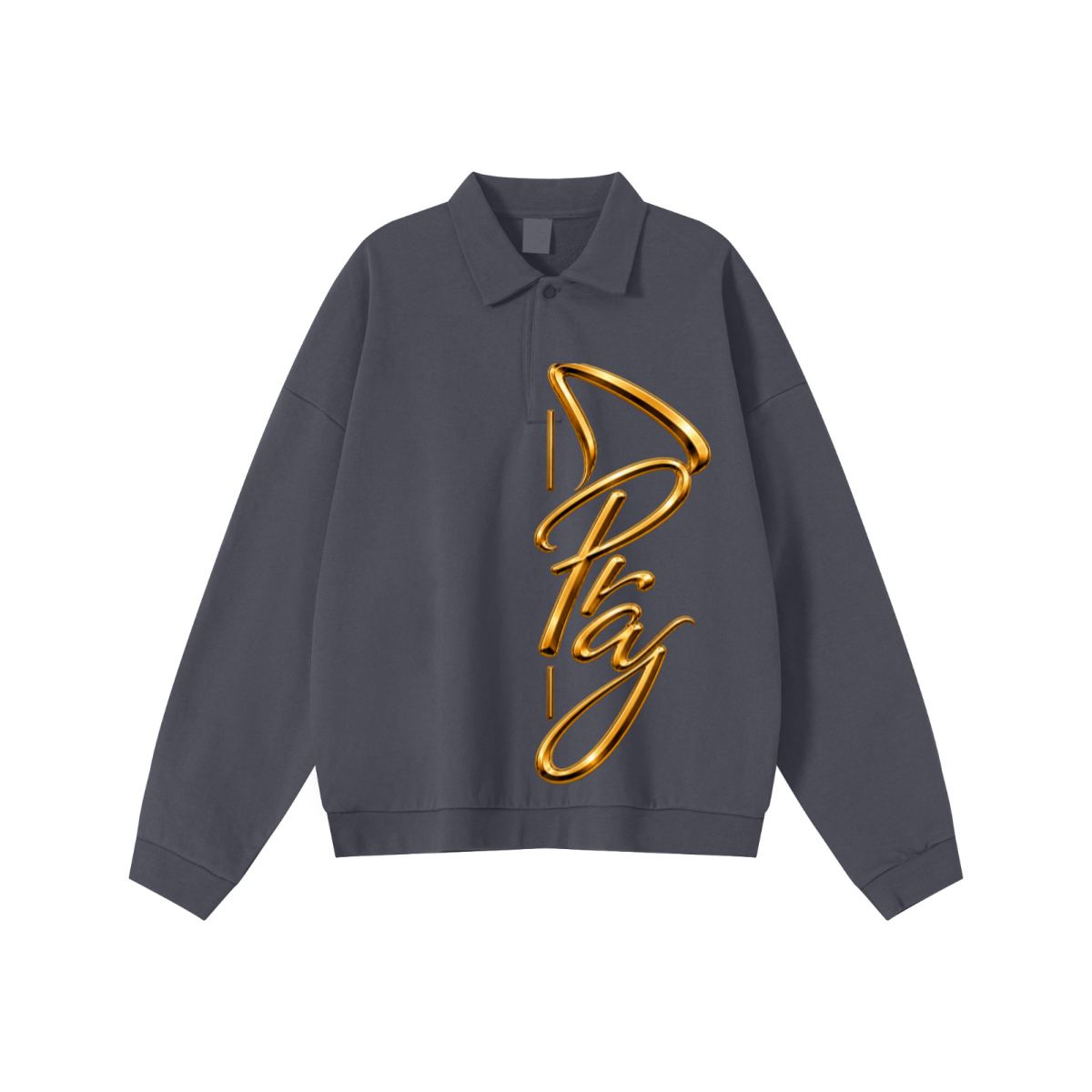 445GSM Men’s Heavyweight Half-Zip Collar Sweatshirt Charcoal Grey