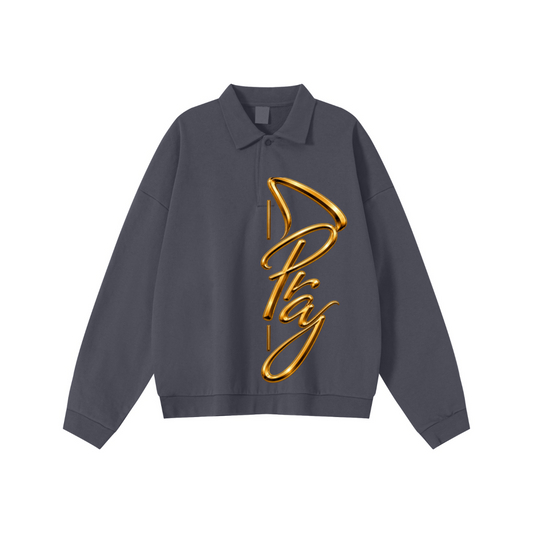 445GSM Men’s Heavyweight Half-Zip Collar Sweatshirt Charcoal Grey