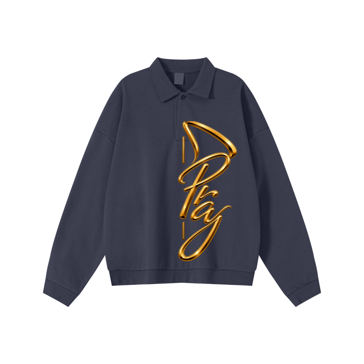 445GSM Men’s Heavyweight Half-Zip Collar Sweatshirt Navy Blue