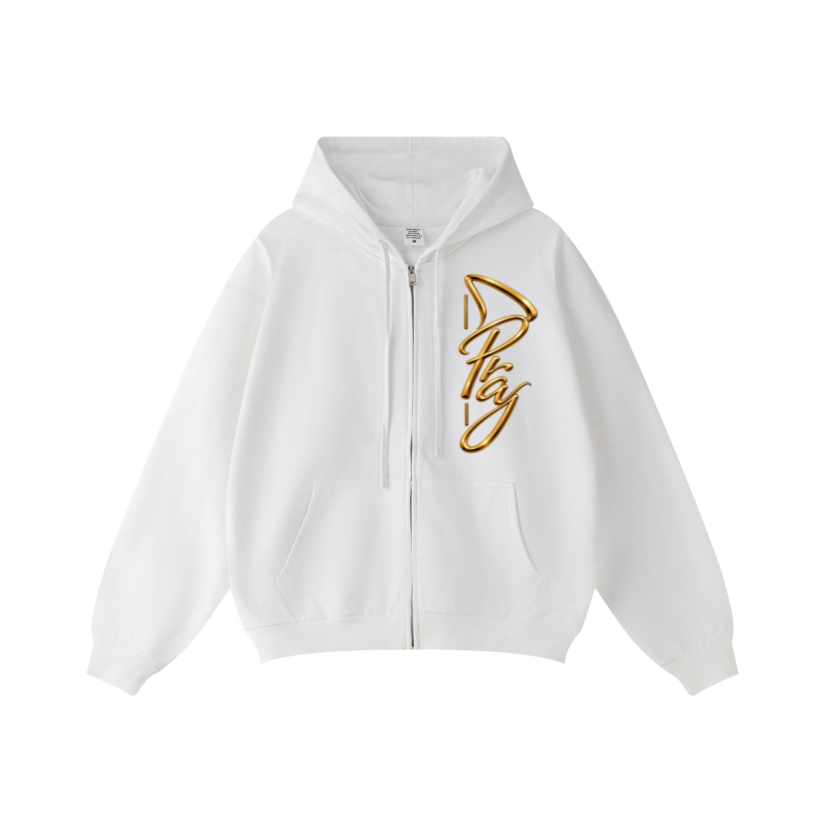 440GSM Unisex Fall&Winter Solid-Color Zip-Up Hoodie White