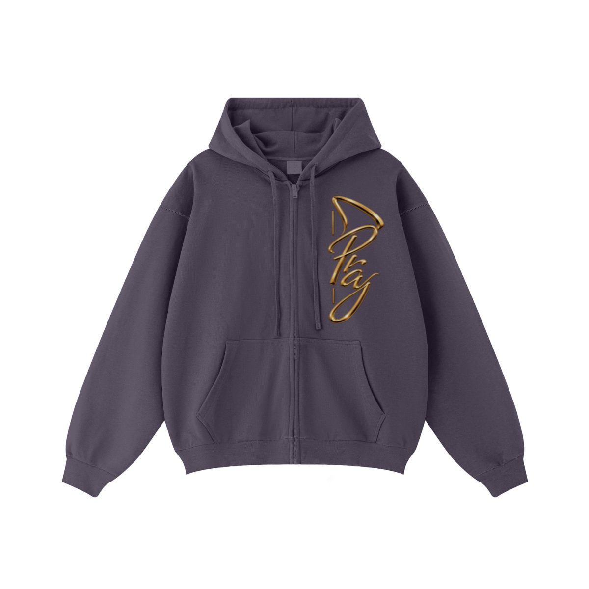 440GSM Unisex Fall&Winter Solid-Color Zip-Up Hoodie Purple