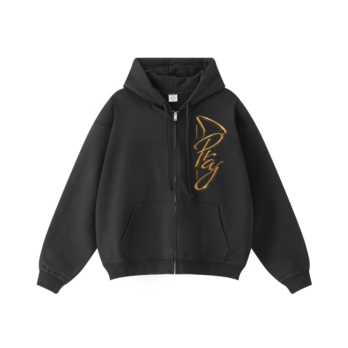 440GSM Unisex Fall&Winter Solid-Color Zip-Up Hoodie Black